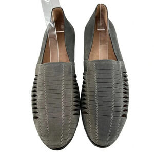 Giorgio Armani mens flats 44 gray Italian Napa suede smoking loafers old money